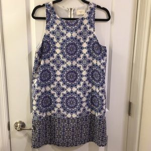 Everly Blue and White Patterned Shift Dress